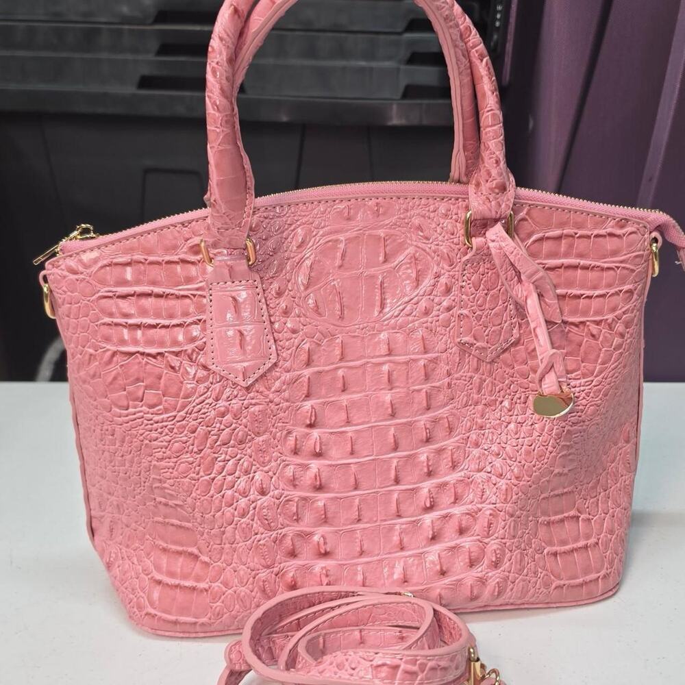 Pink croc embossed handbag purse